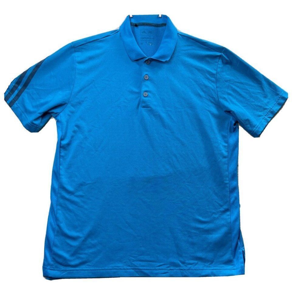Adidas Golf Polo Shirt Mens Size M Medium (Measured 21 1/2” X 28”) Blue